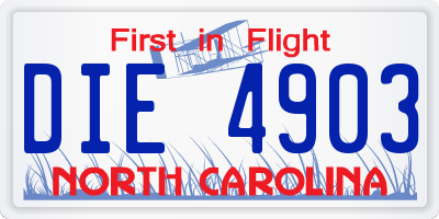 NC license plate DIE4903
