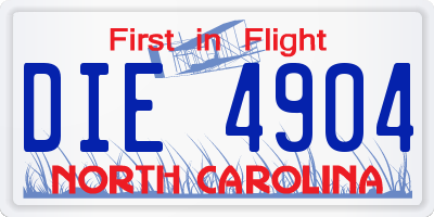 NC license plate DIE4904