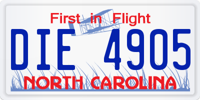 NC license plate DIE4905