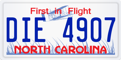 NC license plate DIE4907