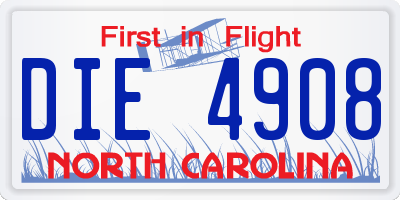 NC license plate DIE4908