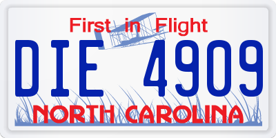 NC license plate DIE4909