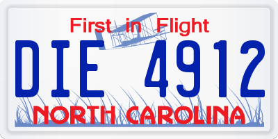 NC license plate DIE4912