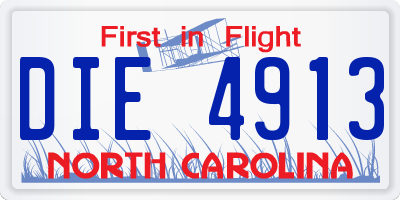 NC license plate DIE4913