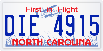 NC license plate DIE4915