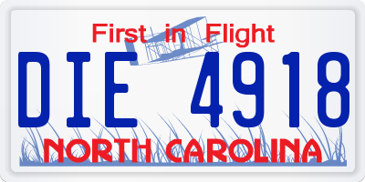 NC license plate DIE4918