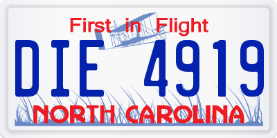 NC license plate DIE4919
