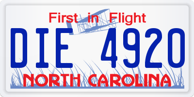 NC license plate DIE4920