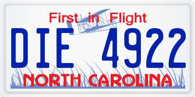 NC license plate DIE4922