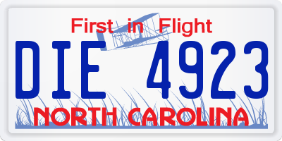 NC license plate DIE4923