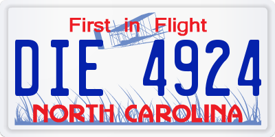 NC license plate DIE4924