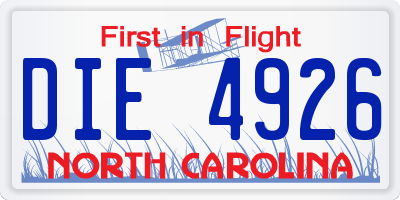 NC license plate DIE4926