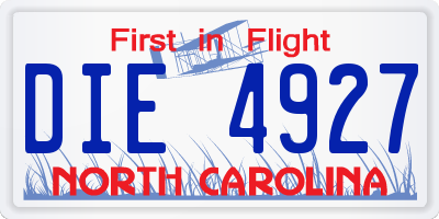 NC license plate DIE4927