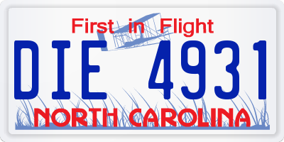 NC license plate DIE4931