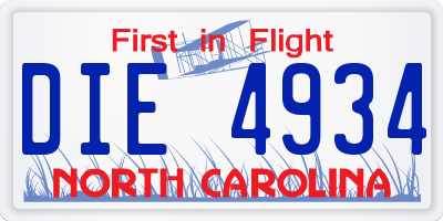 NC license plate DIE4934