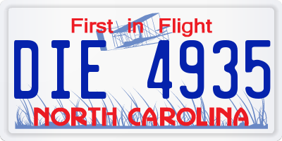 NC license plate DIE4935
