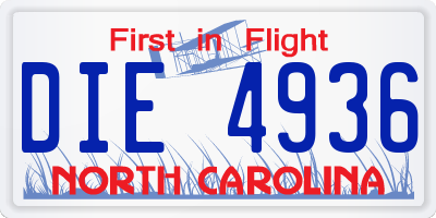 NC license plate DIE4936