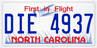 NC license plate DIE4937