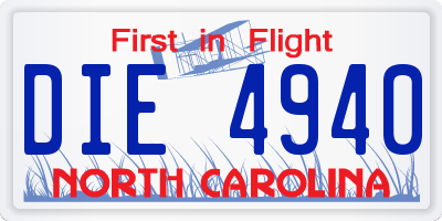 NC license plate DIE4940