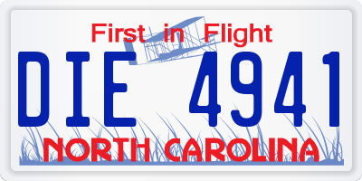 NC license plate DIE4941