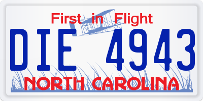 NC license plate DIE4943