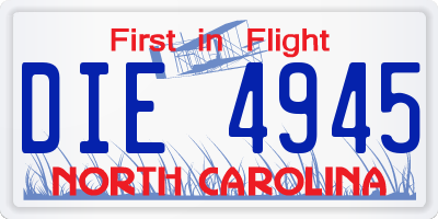 NC license plate DIE4945