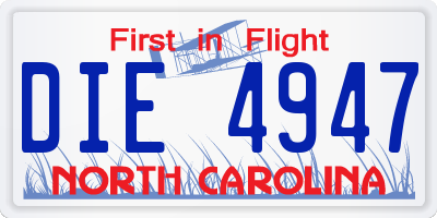 NC license plate DIE4947