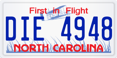 NC license plate DIE4948