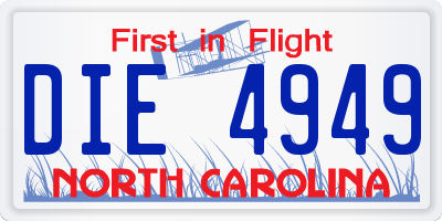 NC license plate DIE4949