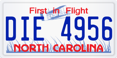 NC license plate DIE4956