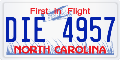 NC license plate DIE4957
