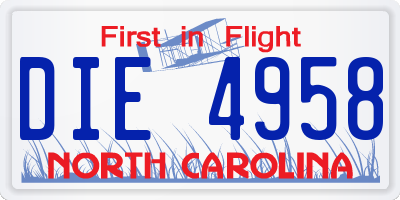 NC license plate DIE4958