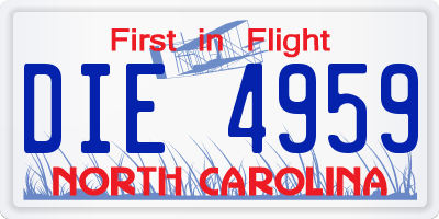 NC license plate DIE4959
