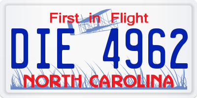 NC license plate DIE4962