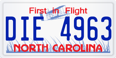 NC license plate DIE4963