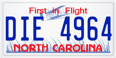 NC license plate DIE4964