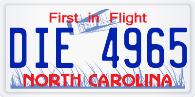NC license plate DIE4965