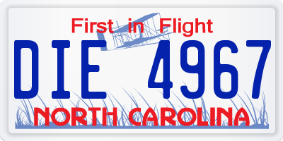 NC license plate DIE4967