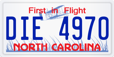 NC license plate DIE4970