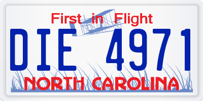 NC license plate DIE4971
