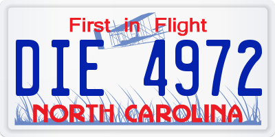 NC license plate DIE4972