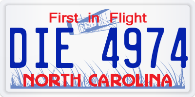 NC license plate DIE4974