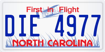 NC license plate DIE4977