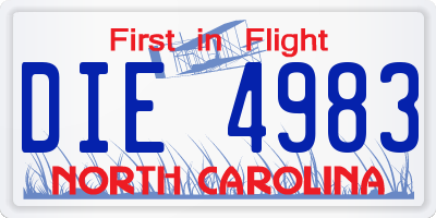 NC license plate DIE4983