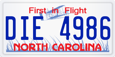 NC license plate DIE4986