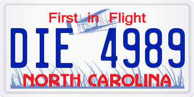NC license plate DIE4989
