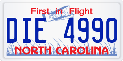 NC license plate DIE4990