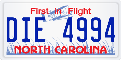 NC license plate DIE4994