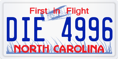 NC license plate DIE4996