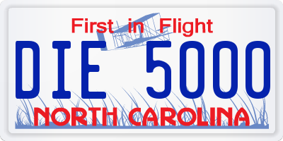NC license plate DIE5000
